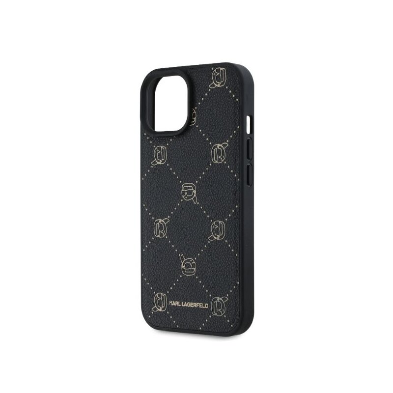 Husa iPhone 15 Karl Lagerfeld Leather MagSafe, Karl Head, negru, KLHMP15SPGKHPHK