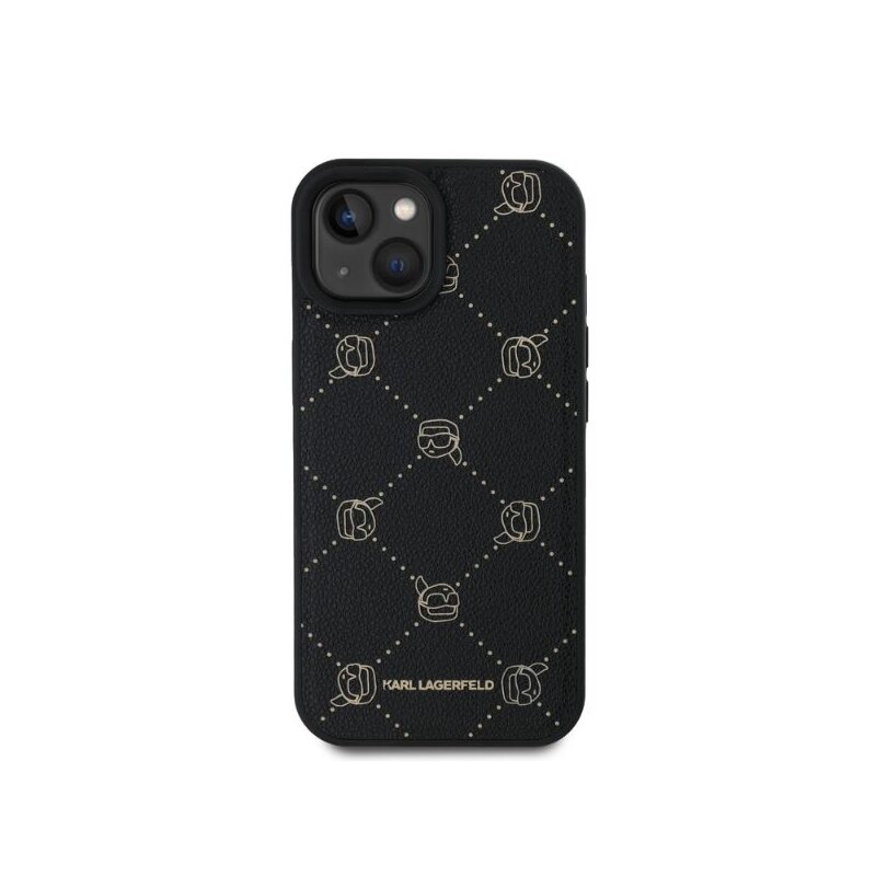 Husa iPhone 15 Karl Lagerfeld Leather MagSafe, Karl Head, negru, KLHMP15SPGKHPHK