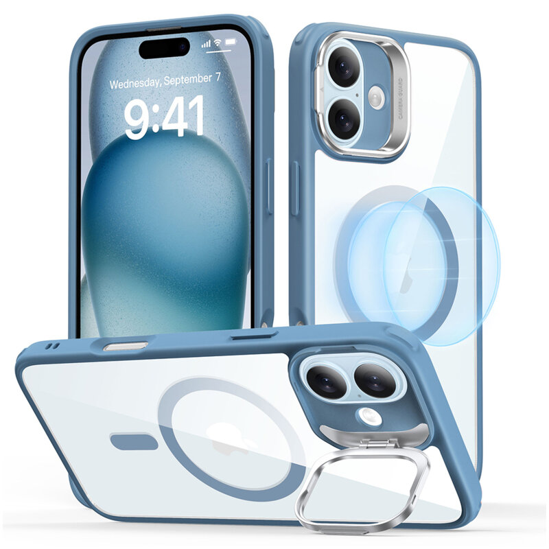 Husa iPhone 16 ESR Classic Hybrid HaloLock Kickstand, bleu