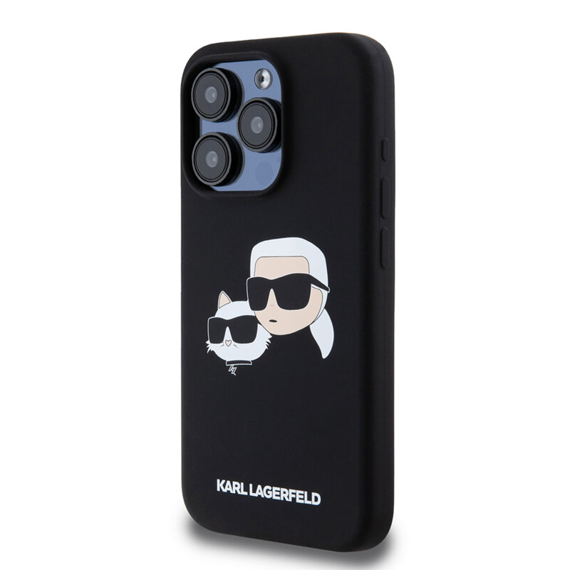 Husa Karl Lagerfeld iPhone 15 Pro Silicone MagSafe, Karl&Choupette Head, negru, KLHMP15LSKCHPPLK