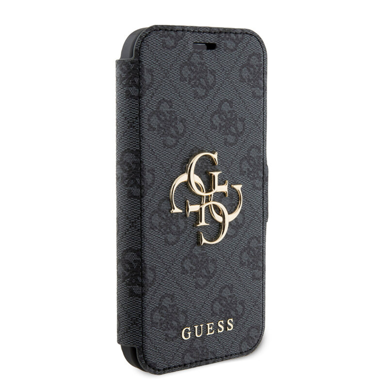 Husa tip carte iPhone 15 Guess Book 4G, gri, GUBKP15S4GMGGR