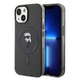 Husa iPhone 15 Karl Lagerfeld IML MagSafe, Ikonik, negru, KLHMP15SHFCKNOK