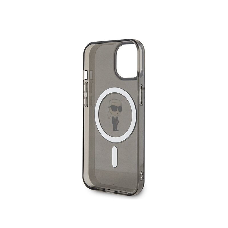 Husa iPhone 15 Karl Lagerfeld IML MagSafe, Ikonik, negru, KLHMP15SHFCKNOK