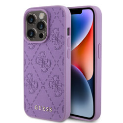 Husa iPhone 15 Pro Max Guess Leather 4G Stamped, mov, GUHCP15XP4EPMU