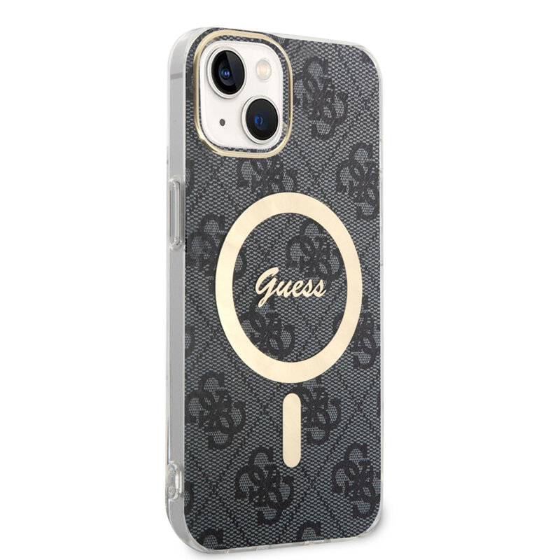 Husa iPhone 15 Plus originala Guess IML 4G MagSafe, negru, GUHMP15MH4STK
