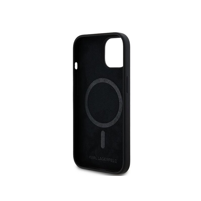 Husa Karl Lagerfeld iPhone 15 Plus Silicone MagSafe, Karl&Choupette, negru, KLHMP15MSCMKCRHK