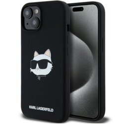 Husa Karl Lagerfeld iPhone 15 Plus Silicone MagSafe, Choupette Head, negru, KLHMP15MSCHPPLK