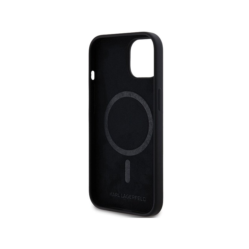 Husa Karl Lagerfeld iPhone 15 Plus Silicone MagSafe, Choupette Head, negru, KLHMP15MSCHPPLK