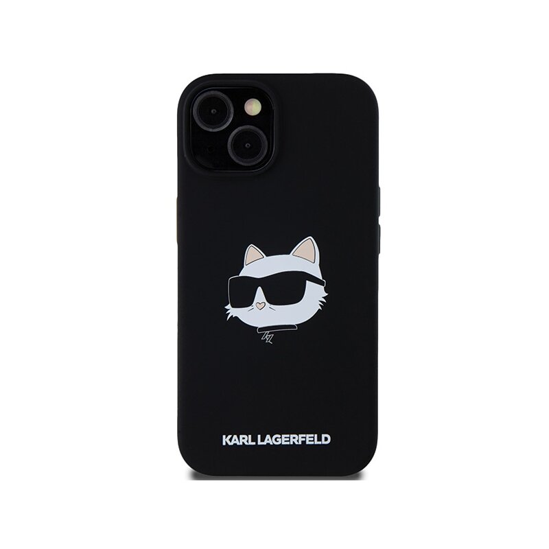 Husa Karl Lagerfeld iPhone 15 Plus Silicone MagSafe, Choupette Head, negru, KLHMP15MSCHPPLK