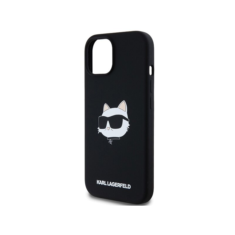 Husa Karl Lagerfeld iPhone 15 Plus Silicone MagSafe, Choupette Head, negru, KLHMP15MSCHPPLK