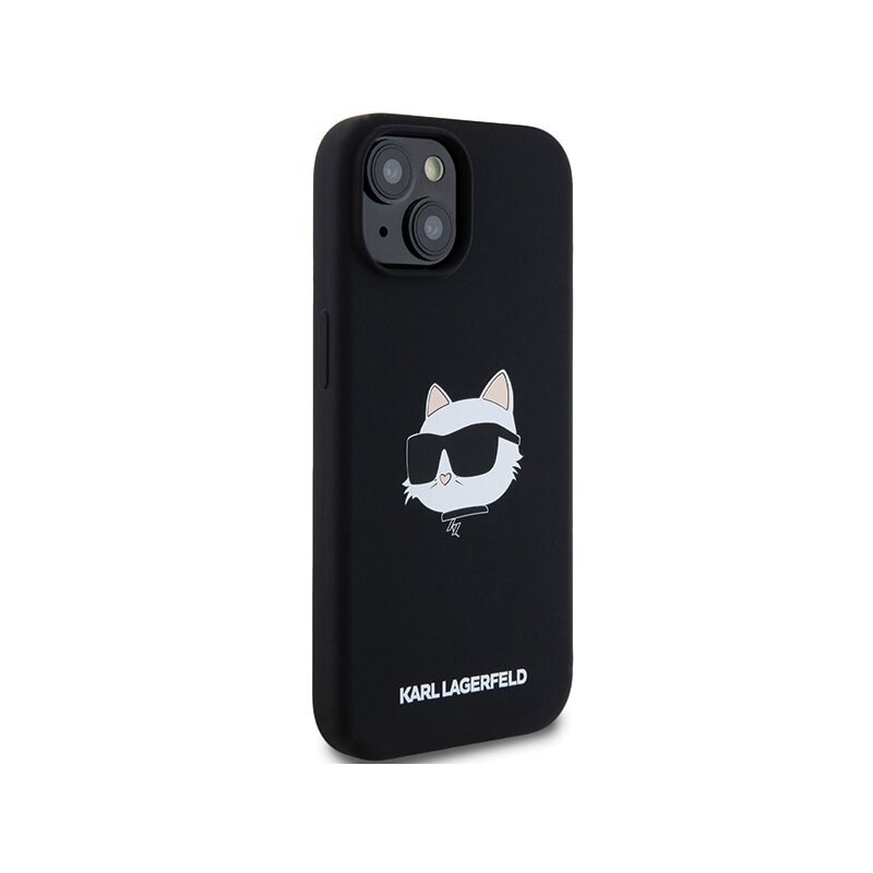 Husa Karl Lagerfeld iPhone 15 Plus Silicone MagSafe, Choupette Head, negru, KLHMP15MSCHPPLK