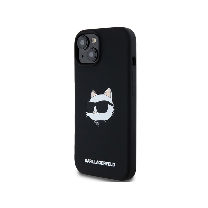 Husa Karl Lagerfeld iPhone 15 Plus Silicone MagSafe, Choupette Head, negru, KLHMP15MSCHPPLK