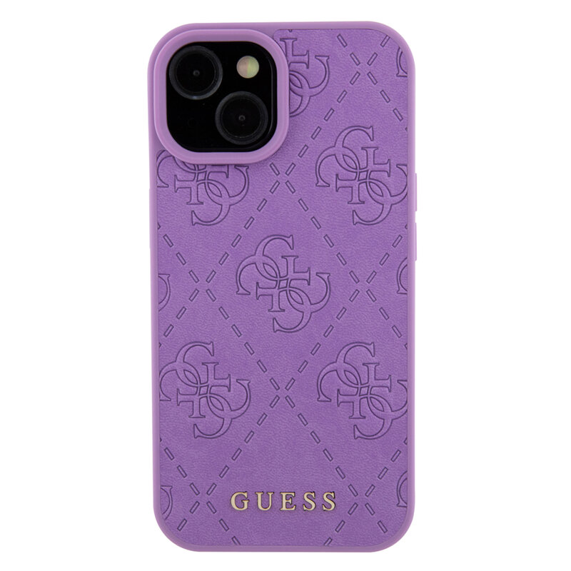 Husa iPhone 15 Guess Leather 4G Stamped, mov, GUHCP15SP4EPMU