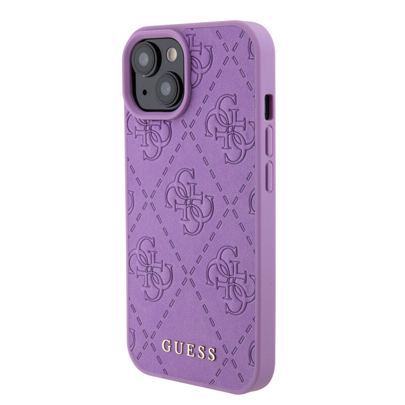 Husa iPhone 15 Guess Leather 4G Stamped, mov, GUHCP15SP4EPMU