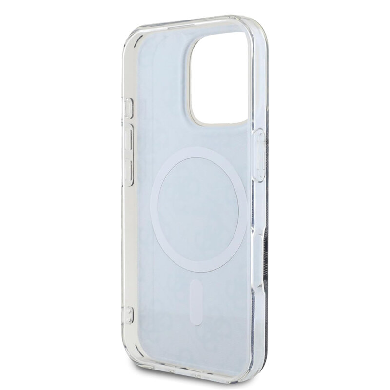 Husa iPhone 16 Pro originala Guess IML 4G MagSafe, negru, GUHMP16LH4STK