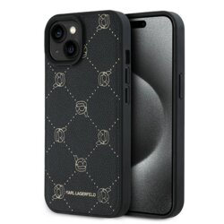 Husa iPhone 15 Plus Karl Lagerfeld Leather MagSafe, Karl Head, negru, KLHMP15MPGKHPHK