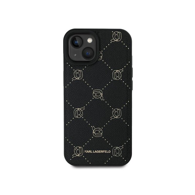 Husa iPhone 15 Plus Karl Lagerfeld Leather MagSafe, Karl Head, negru, KLHMP15MPGKHPHK