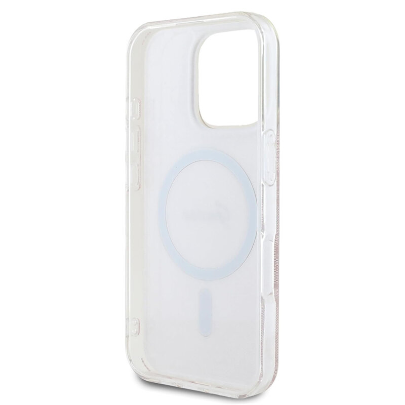Husa iPhone 16 Pro originala Guess IML 4G MagSafe, roz, GUHMP16LH4STP