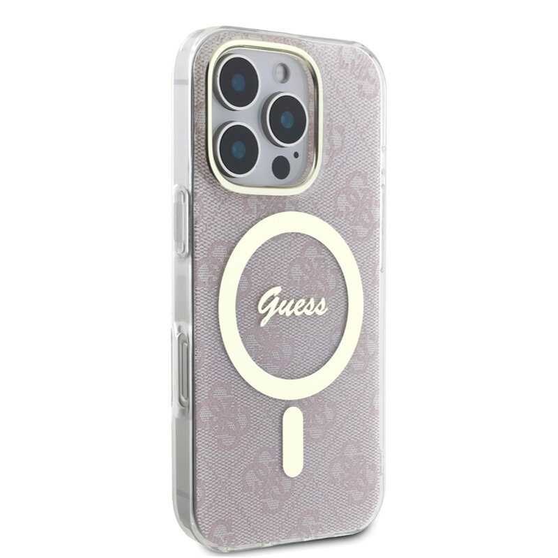Husa iPhone 16 Pro Max originala Guess IML 4G MagSafe, roz, GUHMP16XH4STP