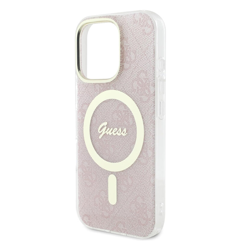 Husa iPhone 16 Pro Max originala Guess IML 4G MagSafe, roz, GUHMP16XH4STP