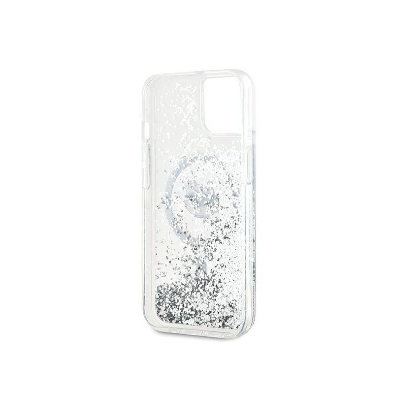 Husa Karl Lagerfeld iPhone 15 Plus Liquid Glitter MagSafe, Choupette Head, clear, KLHMP15MLGCHSGH