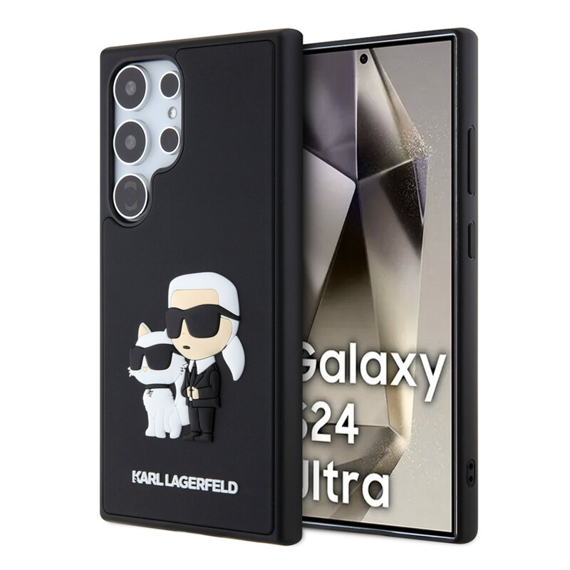 Husa originala Samsung Galaxy S24 Ultra Karl Lagerfeld 3D Design, Rubber Karl&Choupette, negru, KLHCS24L3DRKCNK