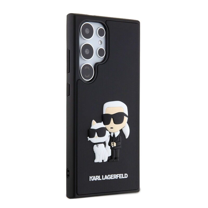 Husa originala Samsung Galaxy S24 Ultra Karl Lagerfeld 3D Design, Rubber Karl&Choupette, negru, KLHCS24L3DRKCNK
