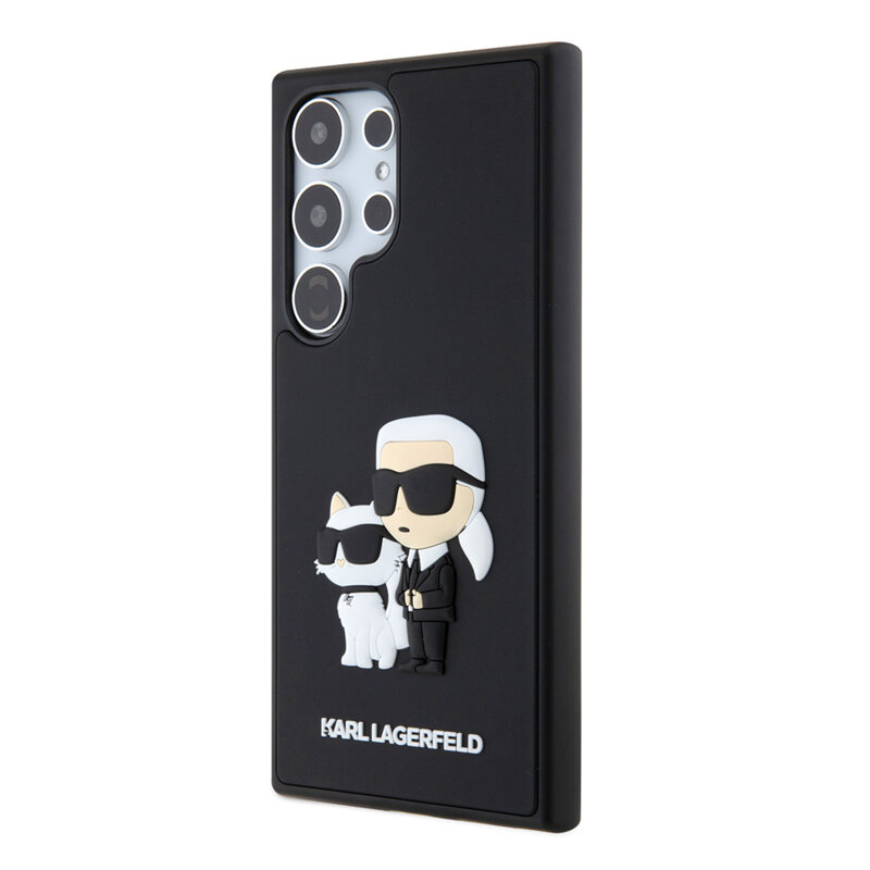 Husa originala Samsung Galaxy S24 Ultra Karl Lagerfeld 3D Design, Rubber Karl&Choupette, negru, KLHCS24L3DRKCNK