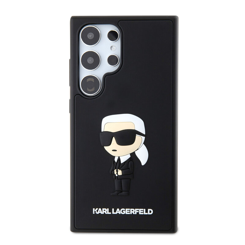Husa originala Samsung Galaxy S24 Ultra Karl Lagerfeld 3D Design, Rubber Ikonik, negru, KLHCS24L3DRKINK