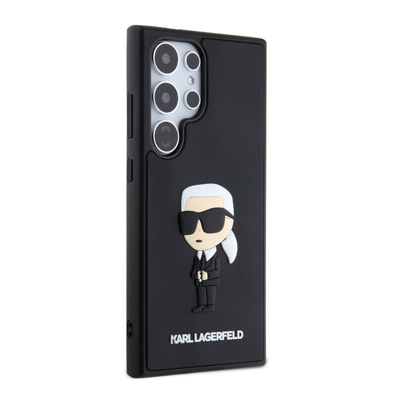 Husa originala Samsung Galaxy S24 Ultra Karl Lagerfeld 3D Design, Rubber Ikonik, negru, KLHCS24L3DRKINK