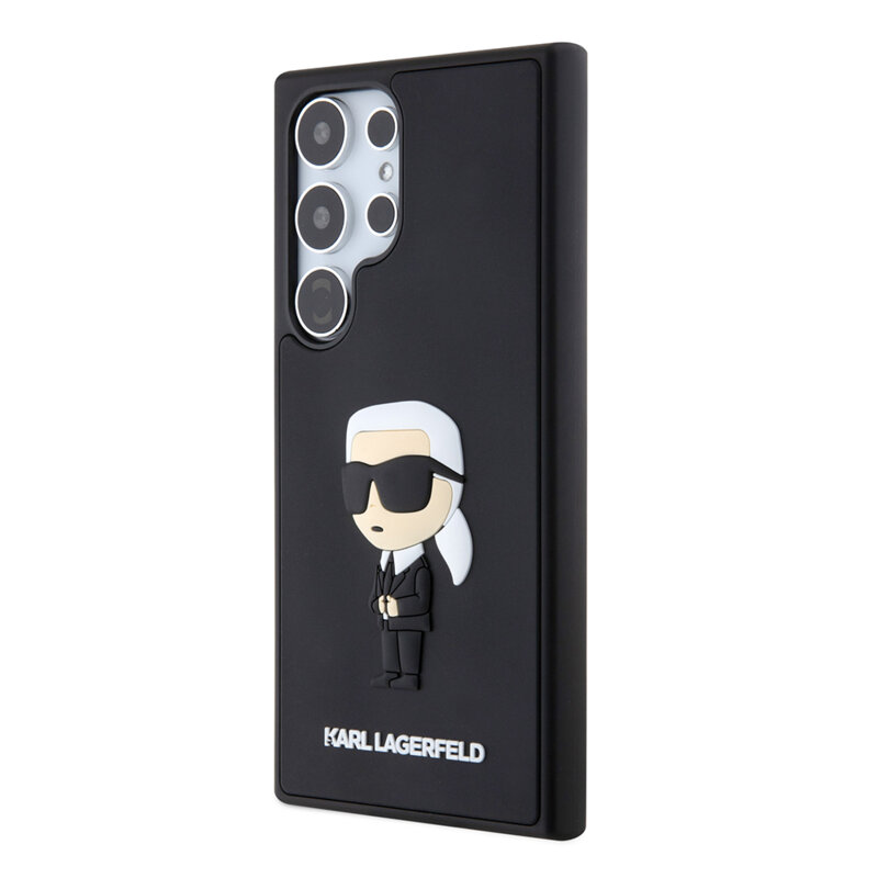 Husa originala Samsung Galaxy S24 Ultra Karl Lagerfeld 3D Design, Rubber Ikonik, negru, KLHCS24L3DRKINK