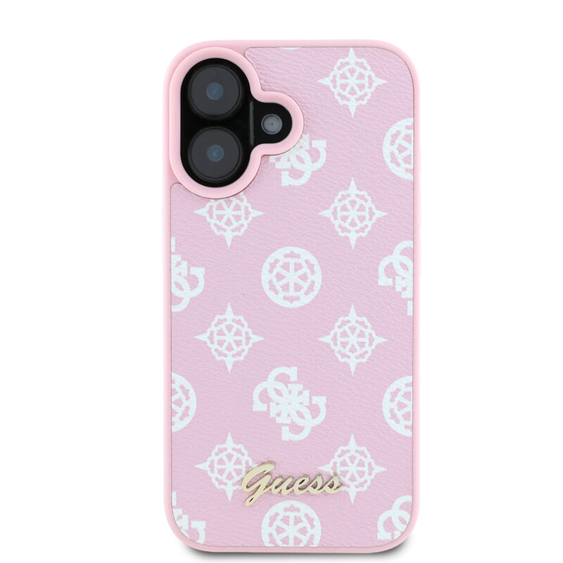Husa iPhone 16 Guess Peony Script MagSafe, roz, GUHMP16SPGPYSP