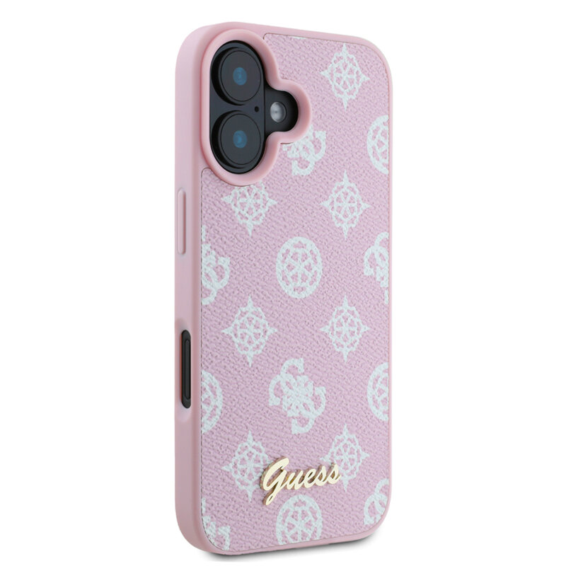 Husa iPhone 16 Guess Peony Script MagSafe, roz, GUHMP16SPGPYSP