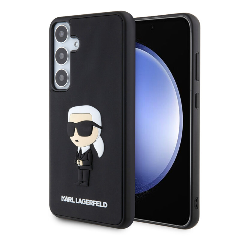 Husa originala Samsung Galaxy S24 Plus Karl Lagerfeld 3D Design, Rubber Ikonik, negru, KLHCS24M3DRKINK