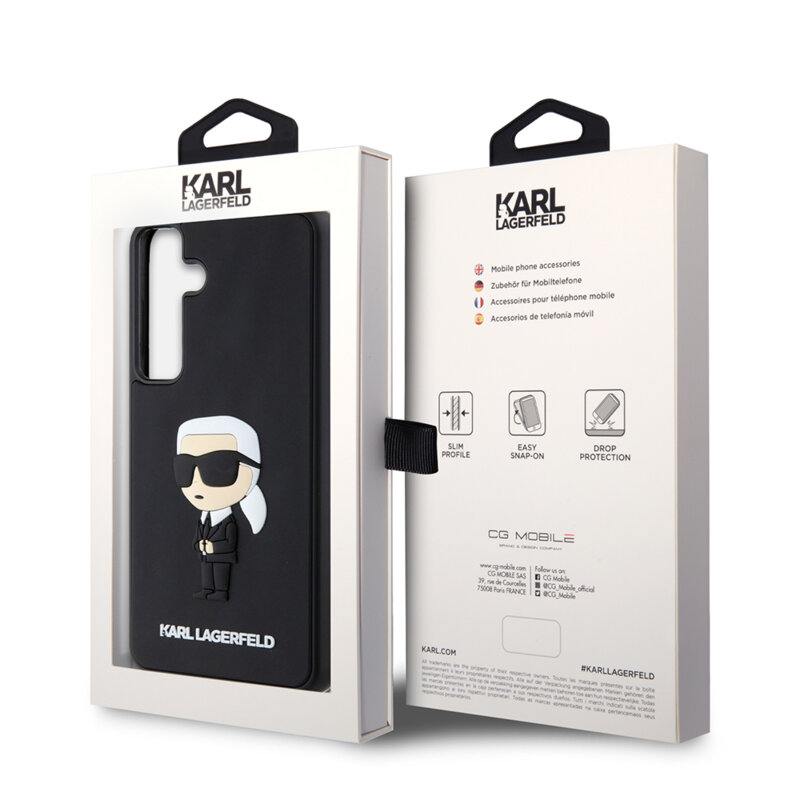Husa originala Samsung Galaxy S24 Plus Karl Lagerfeld 3D Design, Rubber Ikonik, negru, KLHCS24M3DRKINK