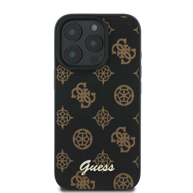 Husa iPhone 16 Pro Max Guess Peony Script MagSafe, negru, GUHMP16XPGPYSK