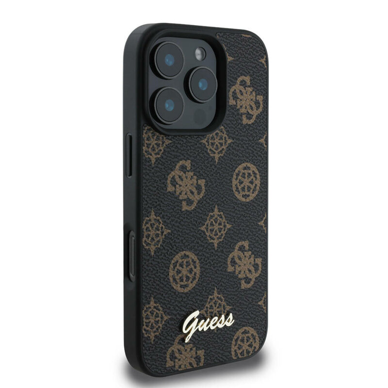Husa iPhone 16 Pro Max Guess Peony Script MagSafe, negru, GUHMP16XPGPYSK