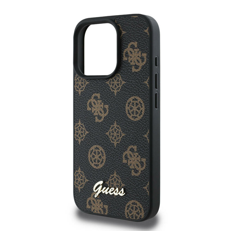 Husa iPhone 16 Pro Max Guess Peony Script MagSafe, negru, GUHMP16XPGPYSK