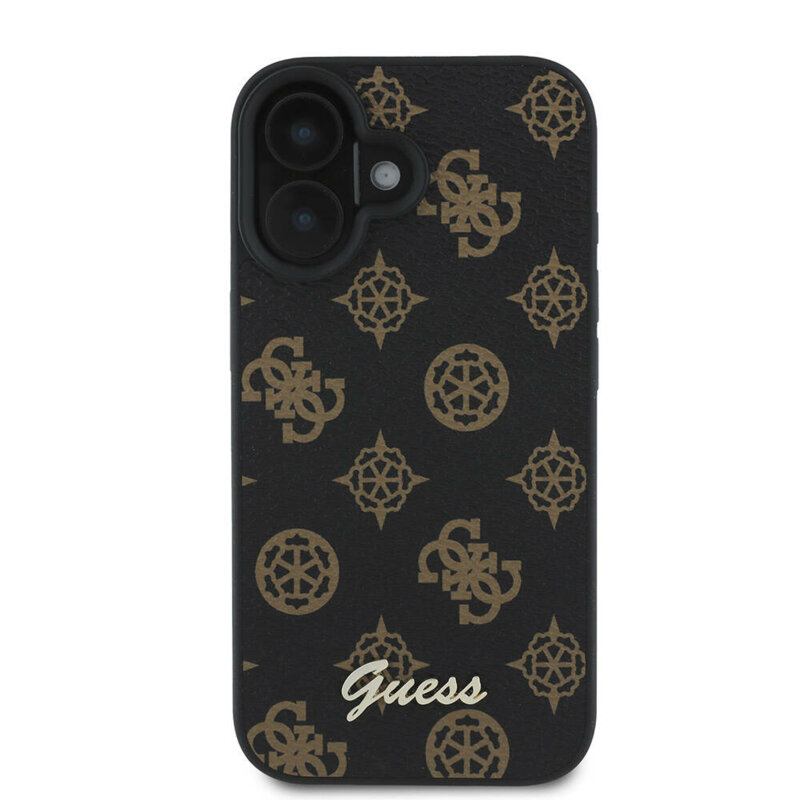 Husa iPhone 16 Plus Guess Peony Script MagSafe, negru, GUHMP16MPGPYSK