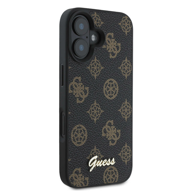 Husa iPhone 16 Plus Guess Peony Script MagSafe, negru, GUHMP16MPGPYSK