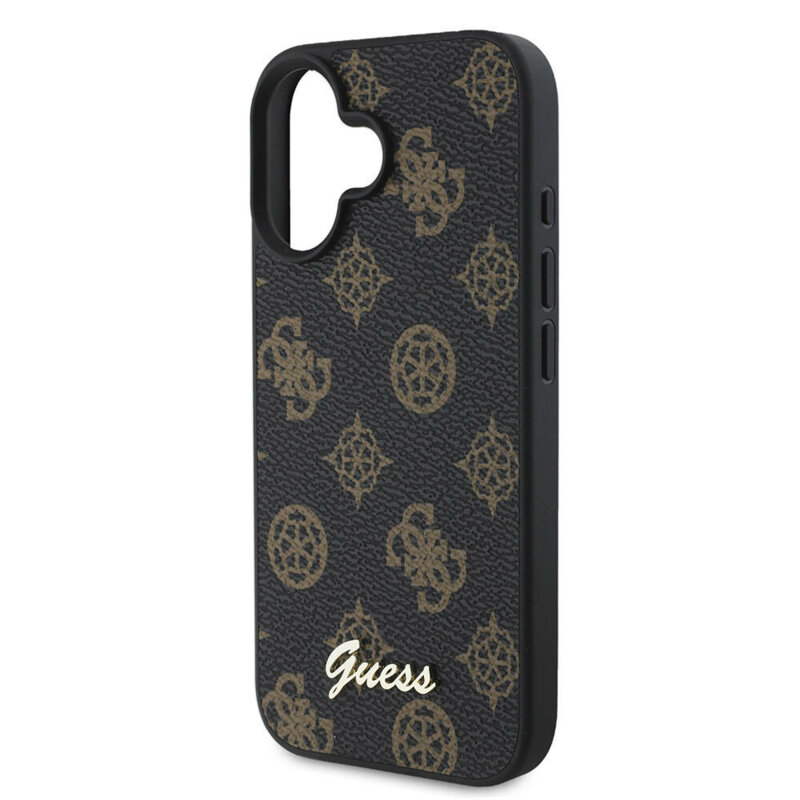 Husa iPhone 16 Plus Guess Peony Script MagSafe, negru, GUHMP16MPGPYSK
