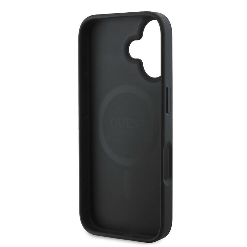 Husa iPhone 16 Plus Guess Peony Script MagSafe, negru, GUHMP16MPGPYSK