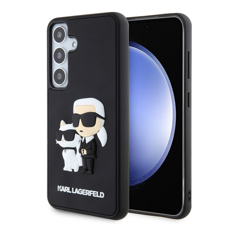 Husa originala Samsung Galaxy S24 Karl Lagerfeld 3D Design, Rubber Karl&Choupette, negru, KLHCS24S3DRKCNK