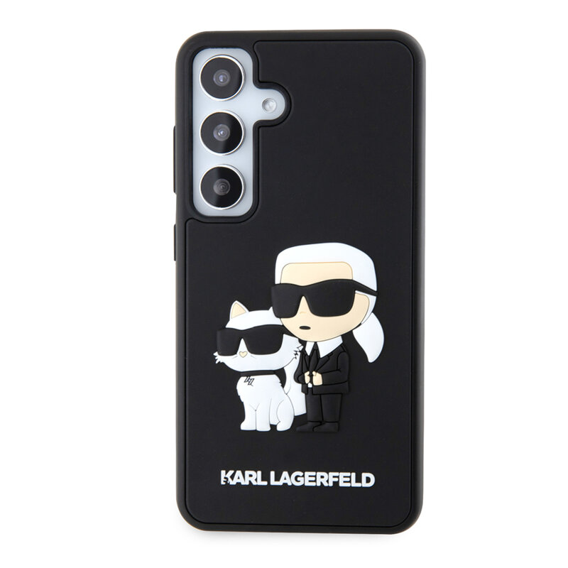 Husa originala Samsung Galaxy S24 Karl Lagerfeld 3D Design, Rubber Karl&Choupette, negru, KLHCS24S3DRKCNK