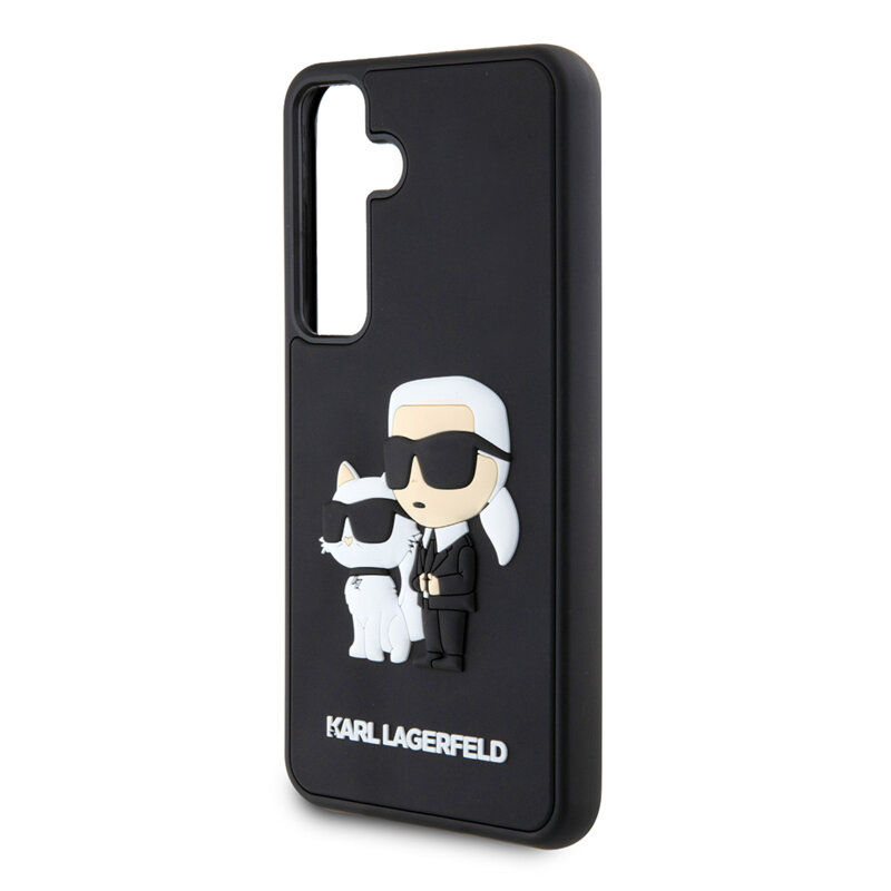 Husa originala Samsung Galaxy S24 Karl Lagerfeld 3D Design, Rubber Karl&Choupette, negru, KLHCS24S3DRKCNK