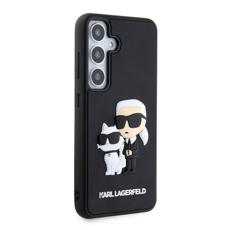 Husa originala Samsung Galaxy S24 Karl Lagerfeld 3D Design, Rubber Karl&Choupette, negru, KLHCS24S3DRKCNK