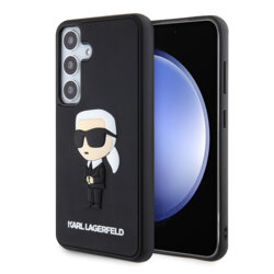 Husa originala Samsung Galaxy S24 Karl Lagerfeld 3D Design, Rubber Ikonik, negru, KLHCS24S3DRKINK