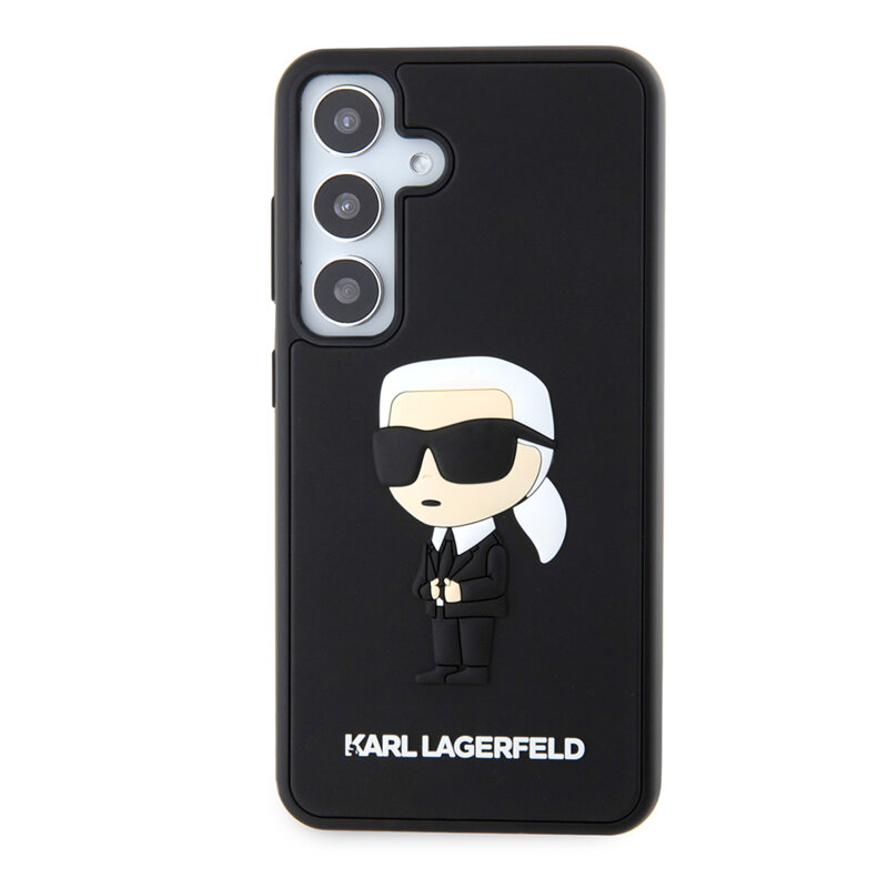 Husa originala Samsung Galaxy S24 Karl Lagerfeld 3D Design, Rubber Ikonik, negru, KLHCS24S3DRKINK