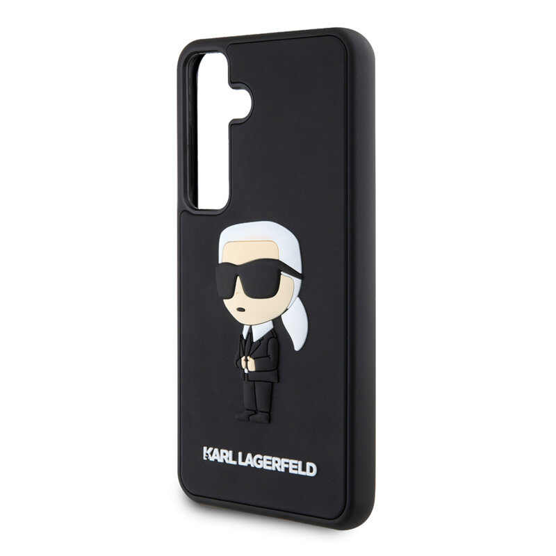 Husa originala Samsung Galaxy S24 Karl Lagerfeld 3D Design, Rubber Ikonik, negru, KLHCS24S3DRKINK