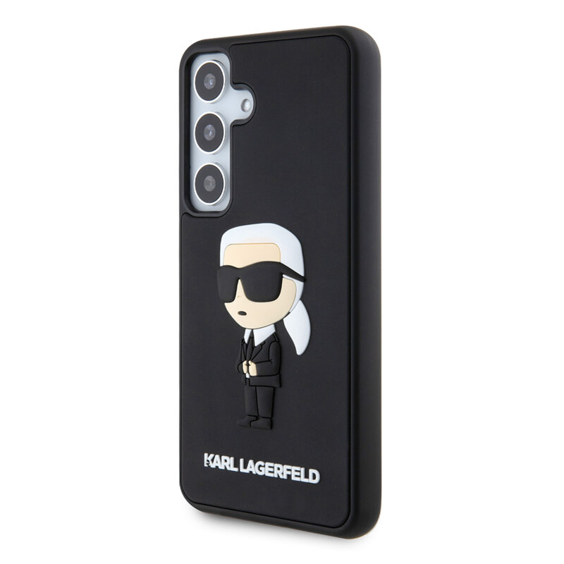 Husa originala Samsung Galaxy S24 Karl Lagerfeld 3D Design, Rubber Ikonik, negru, KLHCS24S3DRKINK